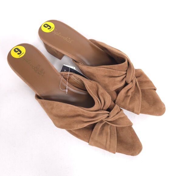 Splendid Shoes - Splendid New Lanis GENUINE SUEDE LEATHER Mules‎ 9 M Caramel Knot Heeled Pointed